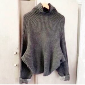 TOGA Pulla Wool Blend Draped Neck Raglan Rib Knit Sweater